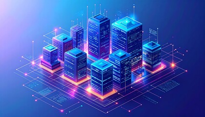 Futuristic city, digital, vibrant
