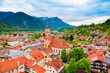 Mittenwald town aerial panoramic view, Germany