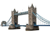 Tower Bridge London isolated on white background PNG. Iconic UK landmark, architectural illustration, famous London bridge cutout, travel and tourism concept, historic structure, and cityscape design