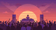 © Sophia - Exciting dj performance at sunset music festival vibrant atmosphere crowd energy uplifting experience. Vector illustration