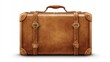 © Johan - Vintage brown leather suitcase, front view