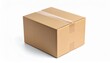 © Nonot - Pristine Cardboard Parcel Box Sealed with Tape Isolated on a White Surface.