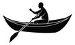 © sopon9492 - Silhouette of Man Rowing Boat Minimalist Style Adventure and Transportation Image