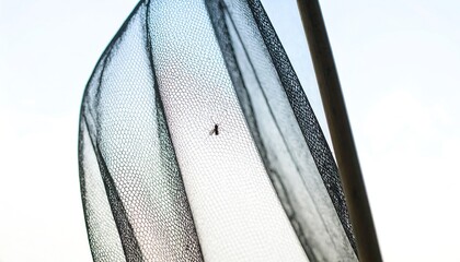 Close-up of a mesh net with a small insect