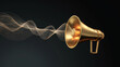 © sukarman - Golden Megaphone Emitting Digital White Sound Wave – Gradient Background Communication and Marketing Concept