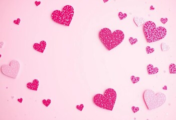 Wall Mural - Delightful pink glitter heart background, perfect for Valentine's Day cards,  sweet,  art