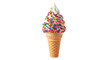 © designworld24x7 - A soft serve ice cream cone with colorful sprinkles isolated on transparent background