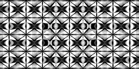 Wall Mural - abstract monochrome geometric seamless pattern with repeating angular shapes and lines creating a te