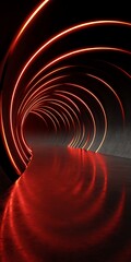 Canvas Print - abstract futuristic tunnel with red glowing lights creating a sense of depth and motion, perfect for