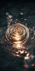 Wall Mural - a sphere surrounded by water splashes creates an abstract and dynamic design, with a modern and arti
