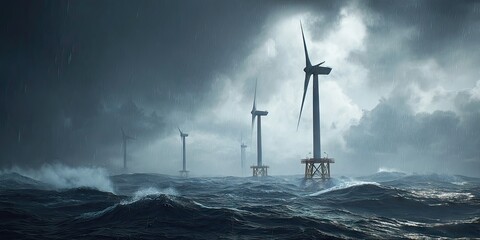 Wind Turbines in a Stormy Sea