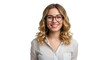 © PNGuro - Smiling young woman with glasses isolated on transparent background in studio shot