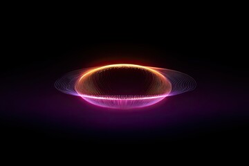 Abstract oval shape with glowing,  vibrant lines