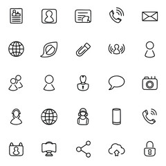 Collection of modern line icons for communication and technology