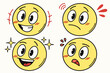© TheAjaira - Four cartoon yellow faces showing different emotions and expressions