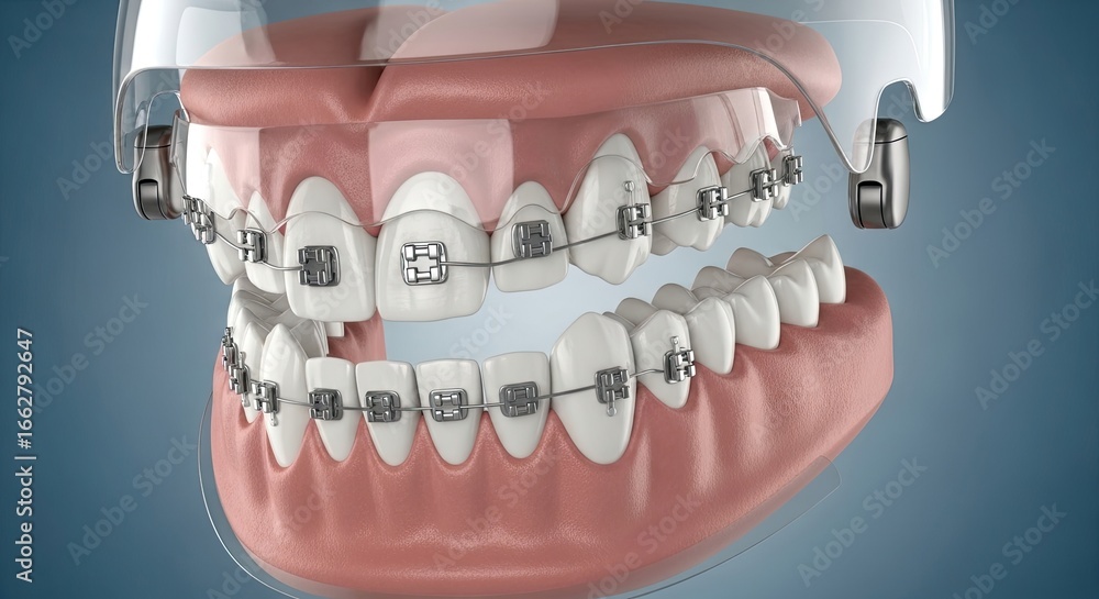 Stock-Foto „4k full hd photo closeup of human teeth with metal ...