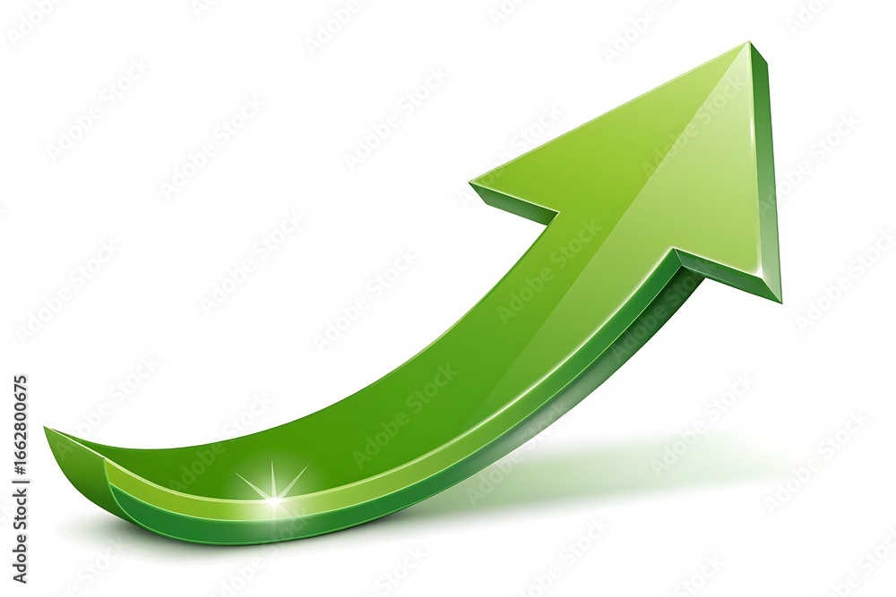 Green arrow showing upward trend growth and positive progress Stock ...
