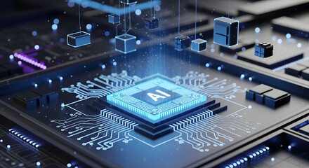 envisioning the future of technology: a captivating portrayal of an ai-powered processor, illuminati
