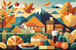 © Sumon - A flat geometric background with a modern Thanksgiving theme vector illustration