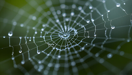 spider web with dew drops