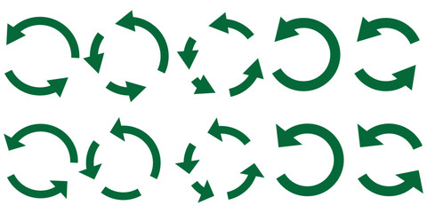 Wall Mural - Circle arrow vector, icon set. Flat style icon recycle arrow symbol web graphic design. Rotation arrows icons. Vector illustration eps 10
