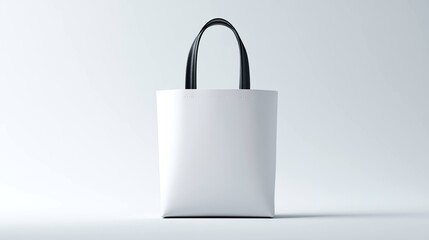 Blank white tote bag with black handles mockup