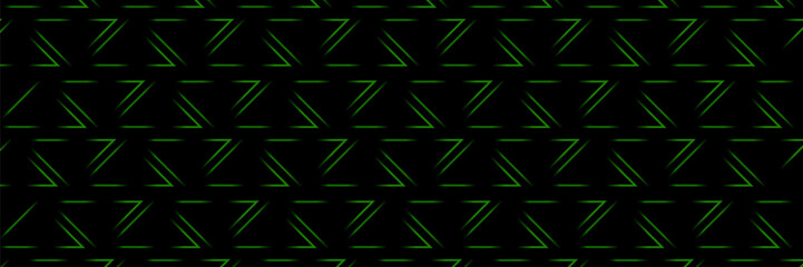 Wall Mural - Abstract geometric background with glowing green triangle shapes. Modern seamless pattern design for technology, digital, cyber, gaming, and futuristic themes.