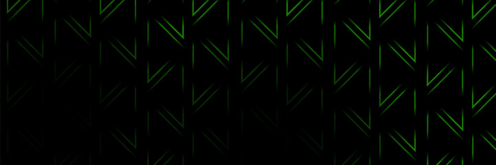Wall Mural - Abstract geometric background with glowing green triangle shapes. Modern seamless pattern design for technology, digital, cyber, gaming, and futuristic themes.