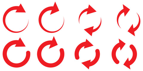 Wall Mural - Circle arrow icon set. Symbol of reload, refresh, loading, recycle, and repeat. Interconnecting round arrow vector icons set. Work in progress sign. One, two, three, arrow in the loop