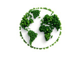 A green globe made of trees isolated on transparent background