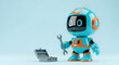 © Tahir Ayoub - Cute robot fixing things with wrench and toolbox 3d render concept