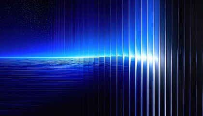 Wall Mural - minimalist black transitioning to deep blue with narrow glass rays. sleek, sharp