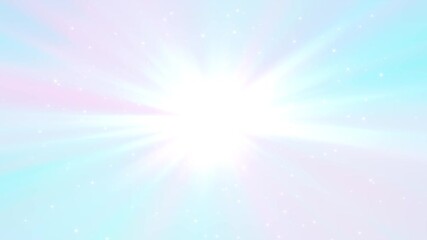 Wall Mural - fairy pink and blue light rays and shiny glitter stars animation, sunburst beams lullaby and kids motion background