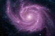 © Leo Rohmann - Expansive view of an ethereal pink spiral galaxy swirling in the cosmic abyss illuminated by distant stars conveying the grandeur of the universe and infinite possibilities of space exploration
