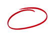 © Uuganbayar - Hand-drawn Red marker circle isolated on a transparent background, brushstroke oval shape for design elements, highlighting, underlining,