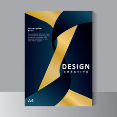 Wall Mural - Creative Book Cover Design Template in A4. luxury look cover with gold and blue colour, Brochure, Annual Report, Magazine,Poster, Business Presentation, Portfolio, Flyer, Banner, Website.