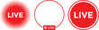 © Sultana Design - Live streaming red icon set. broadcasting buttons. social media channel. online stream icons