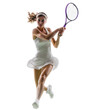 © InfinityVisuals - Graceful Tennis Silhouette: A tennis player in mid-swing, embodying speed, focus, and the essence of athleticism and the pursuit of victory.