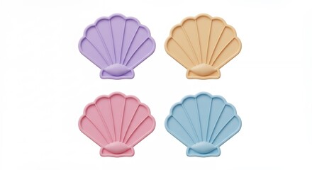 pastel shell shaped decorative objects