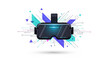 © hanna - Vector flat icon of VR headset with abstract futuristic elements