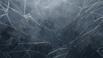 cool slate background, misty texture, ultra-fine geometric linework in silver.