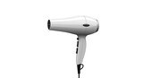 A white hair dryer with black accents isolated on a white background in a studio setting ai generated