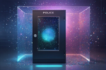 Wall Mural - Futuristic Police Security Door. Generative AI.
