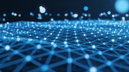 Abstract Dark Blue Network Connection with Glowing Dots And Lines Background