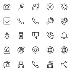 Collection of modern communication and technology icons for digital interfaces