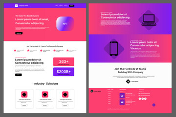 Wall Mural - New trending website UI design template of NFT concept isolated on gray background - vector illustration