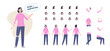 © turbodesign - woman male character for animation. Creation set with various views, face emotions, poses and gestures.