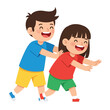 © azizunnahar - Joyful Childhood Game: Two young children delight in a game of tag, their faces alight with laughter and the pure joy of play.