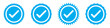 © Line Wave - Blue tick mark icon on white background. White tick on blue circle. Set of 4 blue tick mark on isolated white background.  Approve vector icon set. EPS 10. Vector icon set .