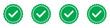 © Line Wave - Green tick mark icon on white background. Vector check mark on isolated white paper. Certificate green vector icon set. Checklist vector icon set of 4 on white background.  Vector isolated icon set.